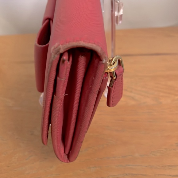 Prada Long Wallet Ribbon Pink Safiano Leather 7.5โx3.75โ GUC - Picture 2 of 7